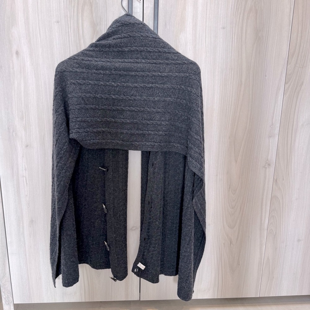 Woo Shanghai Luxury Brand Cashmere Scarf Wrap ,Shawl ,Cape, Chorcoal Gray - Picture 7 of 16